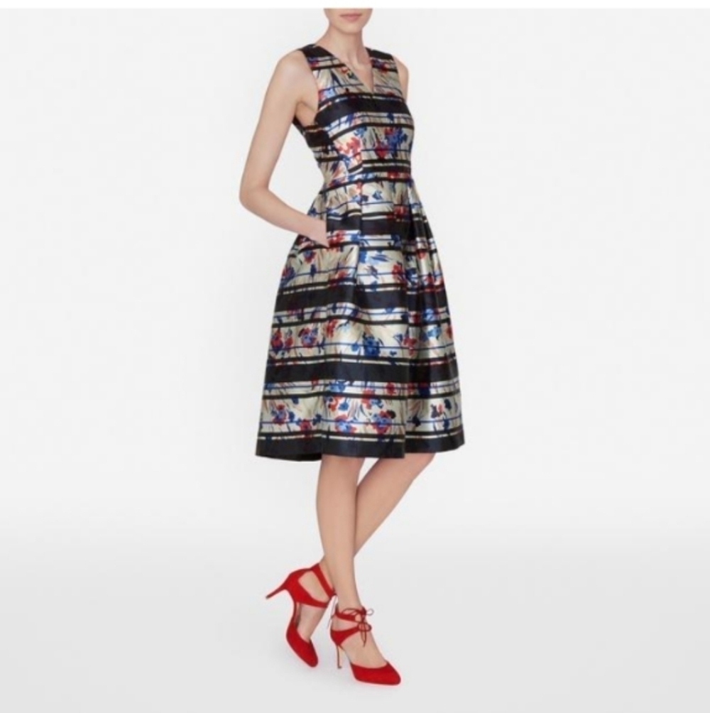 L.K. Bennett London Poppy Classic V Neck Dress 8 - Picture 2 of 12